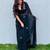 Black floral embroidered  chiffon designer saree