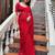 Red embellished sequinned  chiffon saree