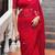 Red embellished sequinned  chiffon saree