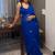 Blue floral beads and stones  chiffon saree