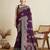 Magenta floral printed zari  banarasi saree