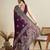 Magenta floral printed zari  banarasi saree