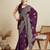 Magenta floral printed zari  banarasi saree