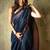 Navy blue silk blend banarasi saree
