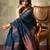 Navy blue silk blend banarasi saree