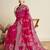 Pink floral printed silk cotton banarasi saree with unstitched blouse