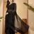 Black embellished sequinned saree with blouse piece