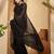 Black embellished sequinned saree with blouse piece