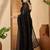 Black embellished sequinned saree with blouse piece