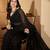 Black embellished sequinned saree with blouse piece