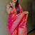 Pink ethnic motifs zari silk blend designer banarasi saree