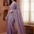 Lavender embellished embroidered  chiffon heavy work fashion saree
