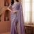 Lavender embellished embroidered  chiffon heavy work fashion saree
