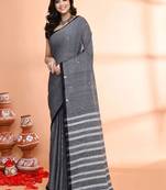 Grey  cotton taant saree