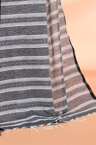 Grey  cotton taant saree