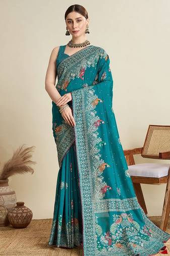 Green woven design zari banarasi saree