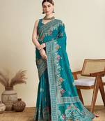 Green woven design zari banarasi saree