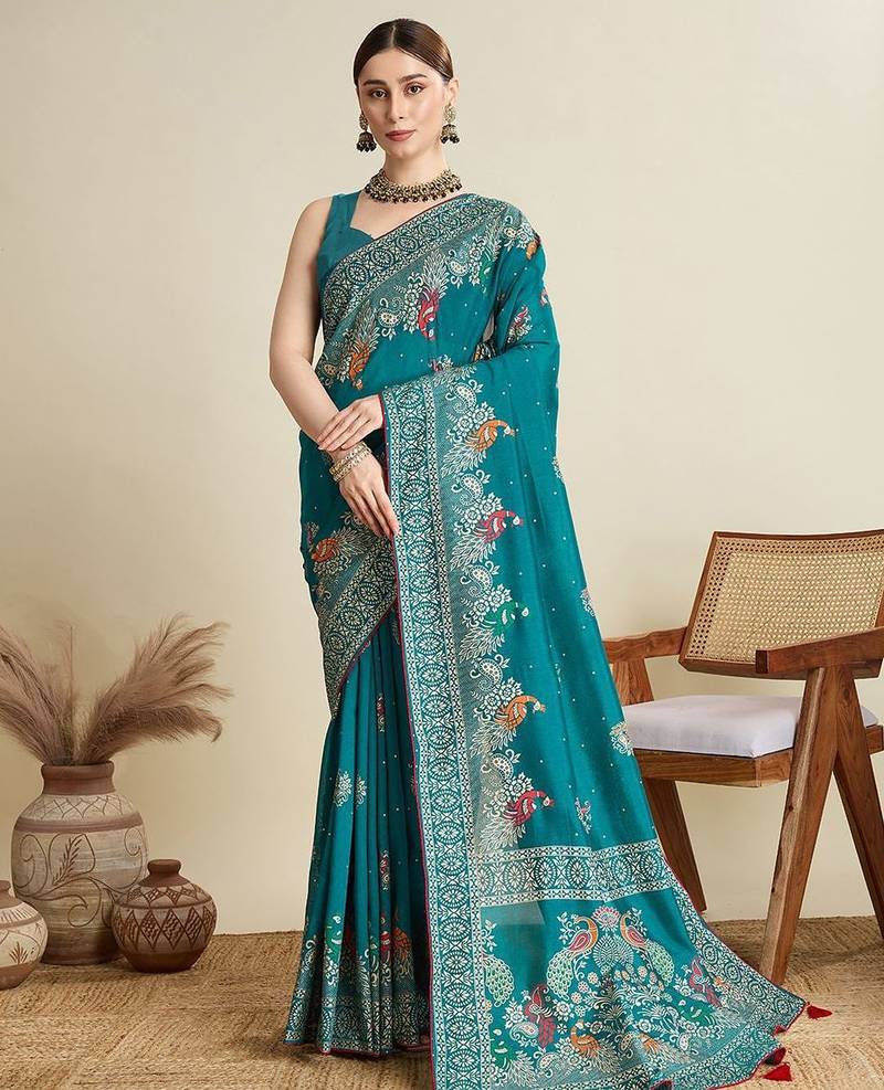 Green woven design zari banarasi saree