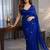 Blue embroidered poly georgette saree