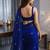 Blue embroidered poly georgette saree