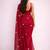 Red embroidered poly georgette saree
