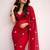 Red embroidered poly georgette saree