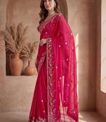 Pink embroidered tissue saree