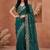 Teal embellished embroidered tissue heavy work fashion saree