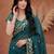 Teal embellished embroidered tissue heavy work fashion saree