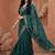 Teal embellished embroidered tissue heavy work fashion saree