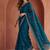 Teal embroidered tissue saree