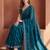 Teal embroidered tissue saree