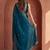 Teal embroidered tissue saree
