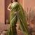 Olive embroidered tissue saree