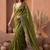 Olive embroidered tissue saree