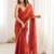 Orange embellished embroidered satin designer saree
