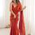 Orange embellished embroidered satin designer saree
