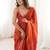 Orange embellished embroidered satin designer saree