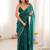 Teal embellished embroidered satin designer saree
