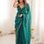 Teal embellished embroidered satin designer saree