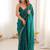 Teal embellished embroidered satin designer saree