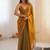 Gold embellished sequinned satin designer saree
