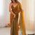Gold embellished sequinned satin designer saree