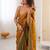 Gold embellished sequinned satin designer saree
