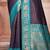 Navy blue woven design zari embroidered kanjeevaram saree