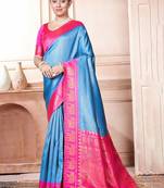 Blue woven design zari kanjeevaram saree