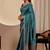 Teal bandhani embroidered silk blend designer saree