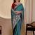 Teal bandhani embroidered silk blend designer saree