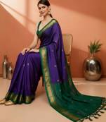 Purple ethnic motifs zari art silk kanjeevaram saree