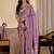 Purple batik embroidered silk blend designer saree